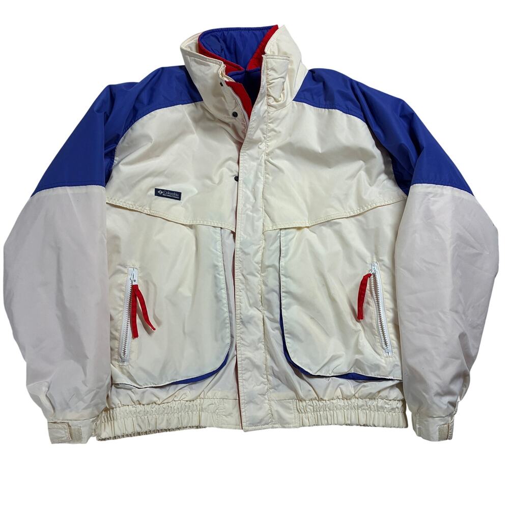 Vintage Columbia Ski jacket Mens XL White/Blue Powder Keg Radial Sleeve 1980s